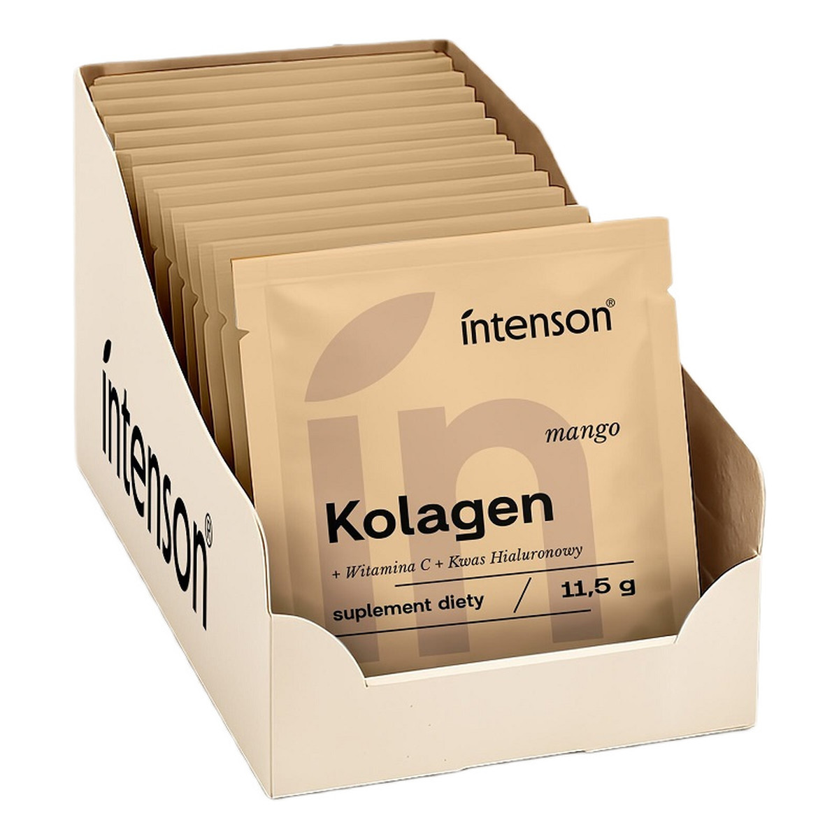 Intenson Kolagen + Witamina C + Kwas Hialuronowy suplement diety Mango 20x11.5g