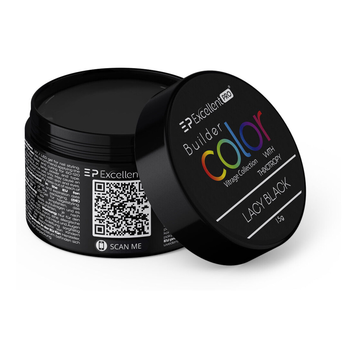 Excellent PRO Builder Color With Thixotropy Żel budujący lacy black 15g
