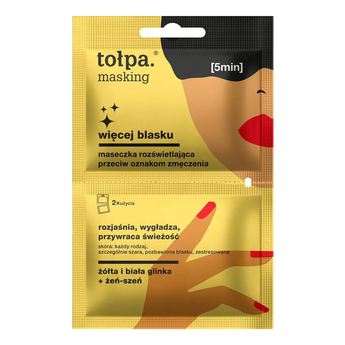 Tołpa masking Maseczka rozświetlająca przeciw oznakom zmęczenia Więcej blasku 2x5 ml 10ml