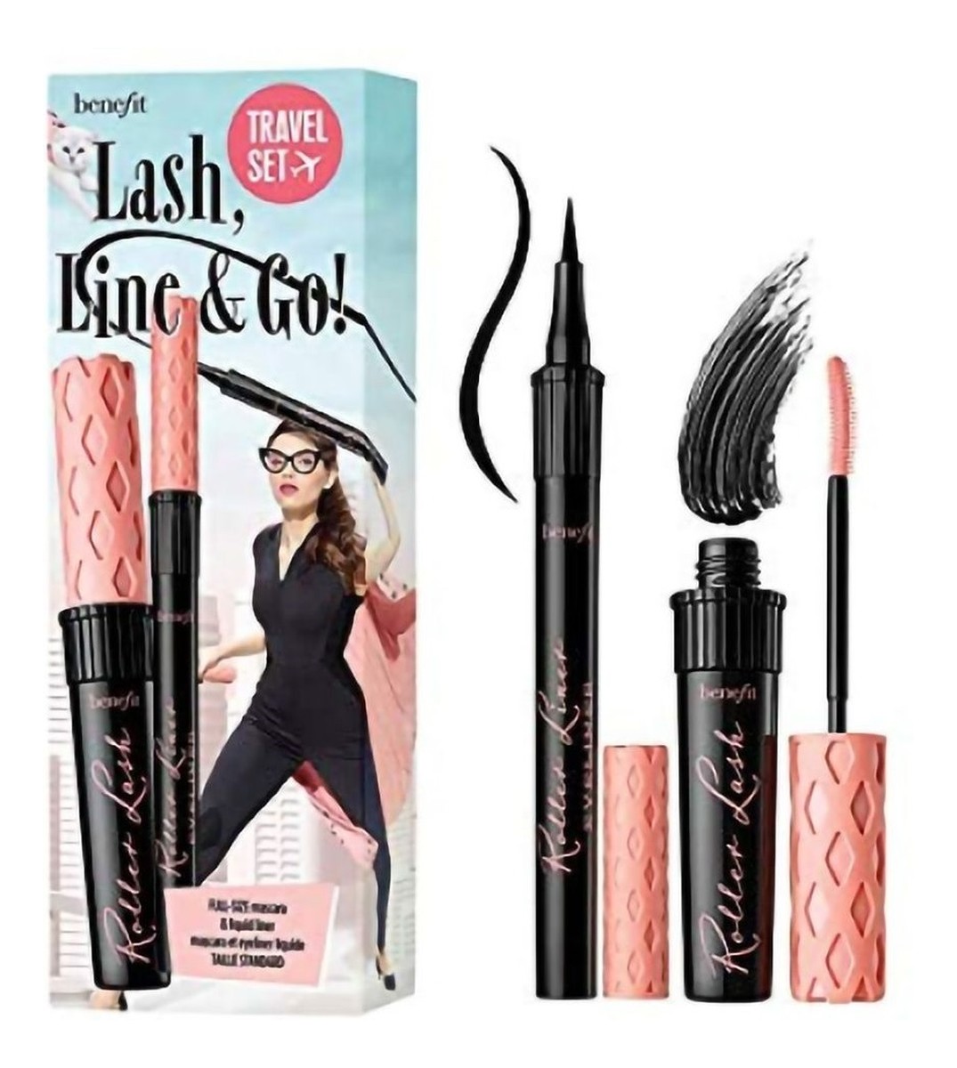 Zestaw podkręcająco-liftingujący tusz do rzęs black 8.5g + matowy eyeliner w pisaku black 1ml