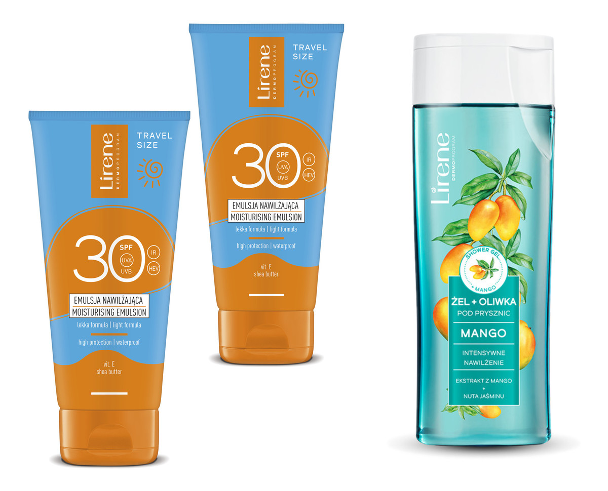 Emulsja nawilżająca spf 30 2x90ml + Żel pod prysznic Mango 250ml