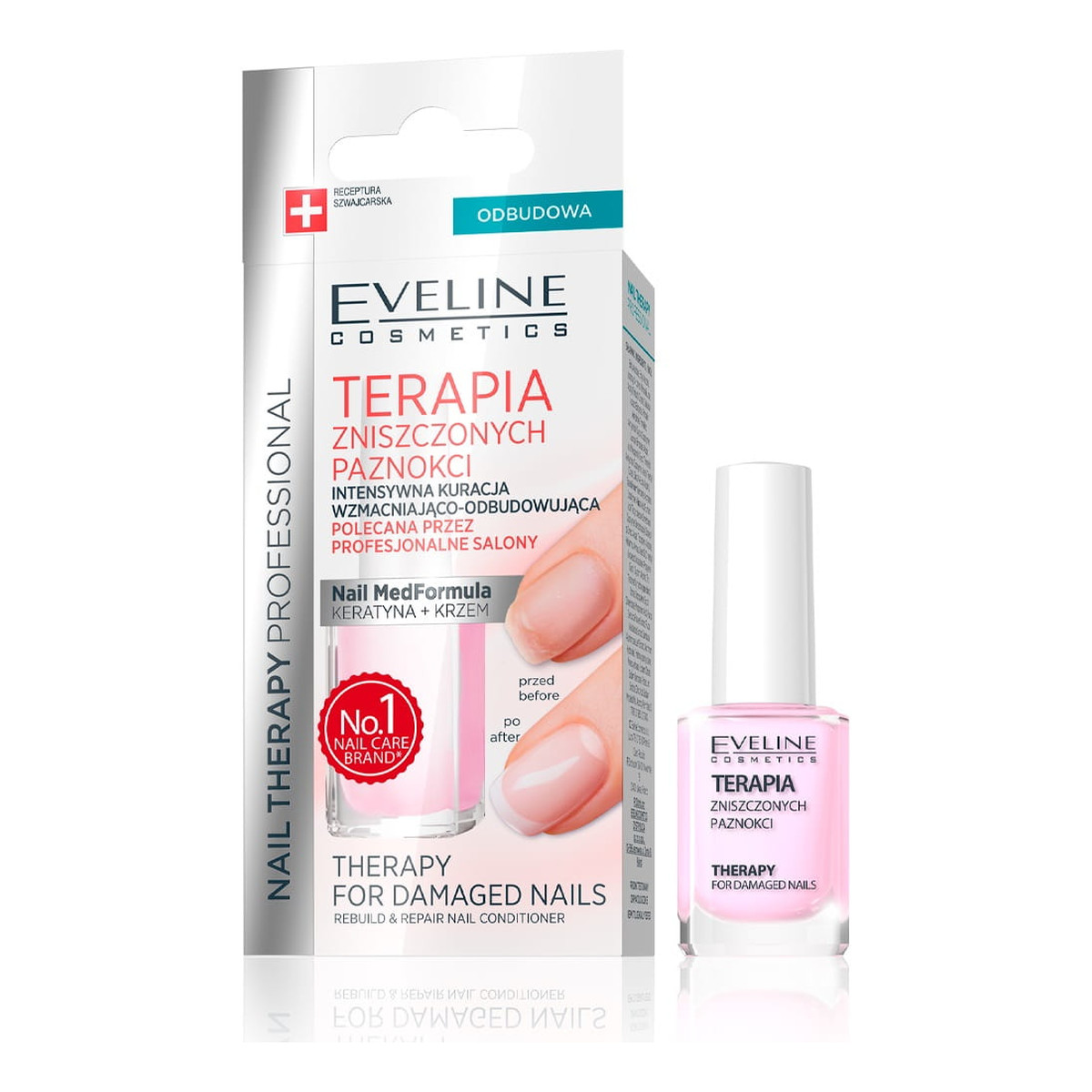 Eveline Nail Therapy Therapy for Damaged Nails Rebuild and Repair Conditioner odbudowująco-wzmacniająca odżywka do paznokci 12ml