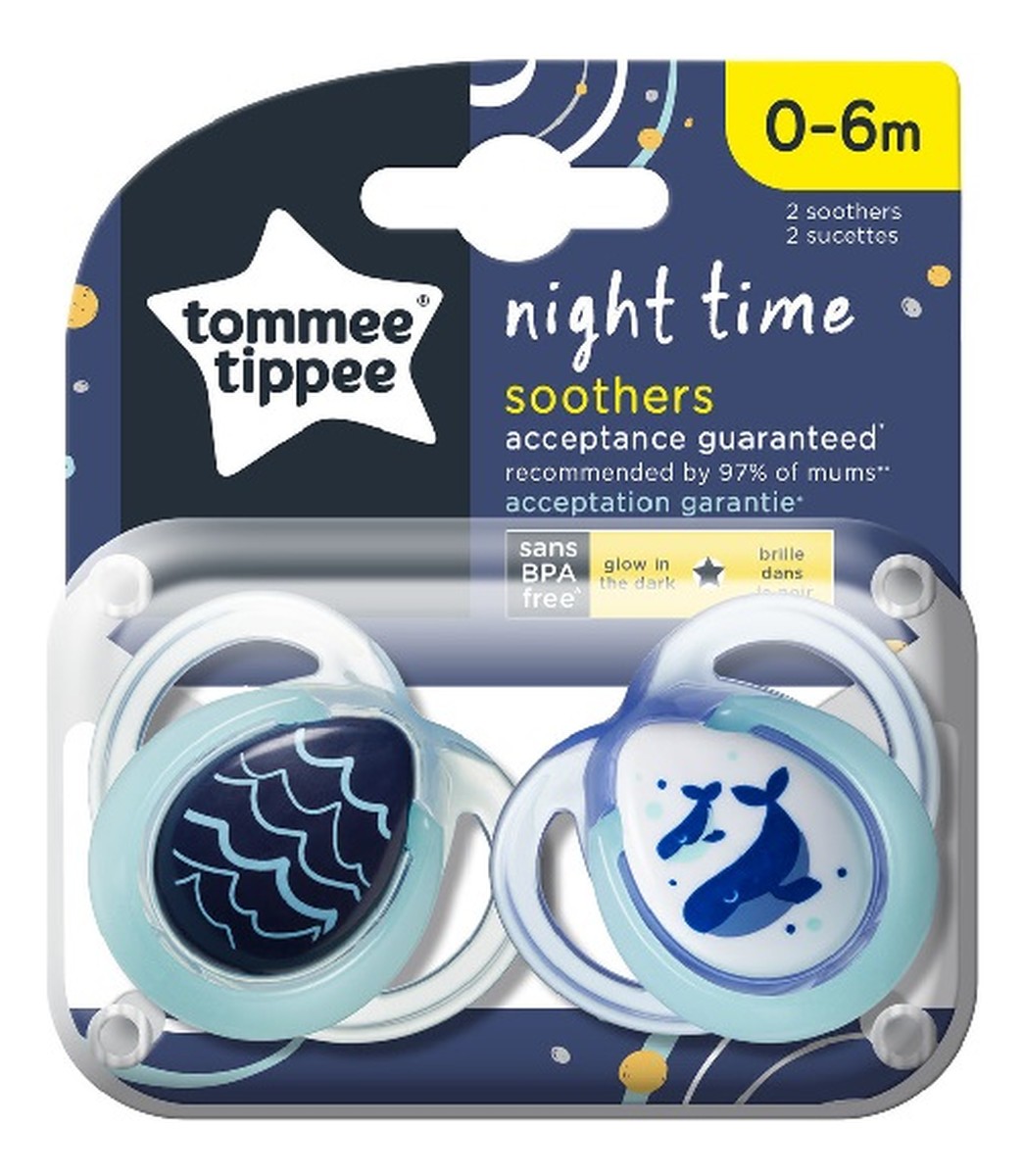 Night time smoczek uspokajający 0-6m 2szt