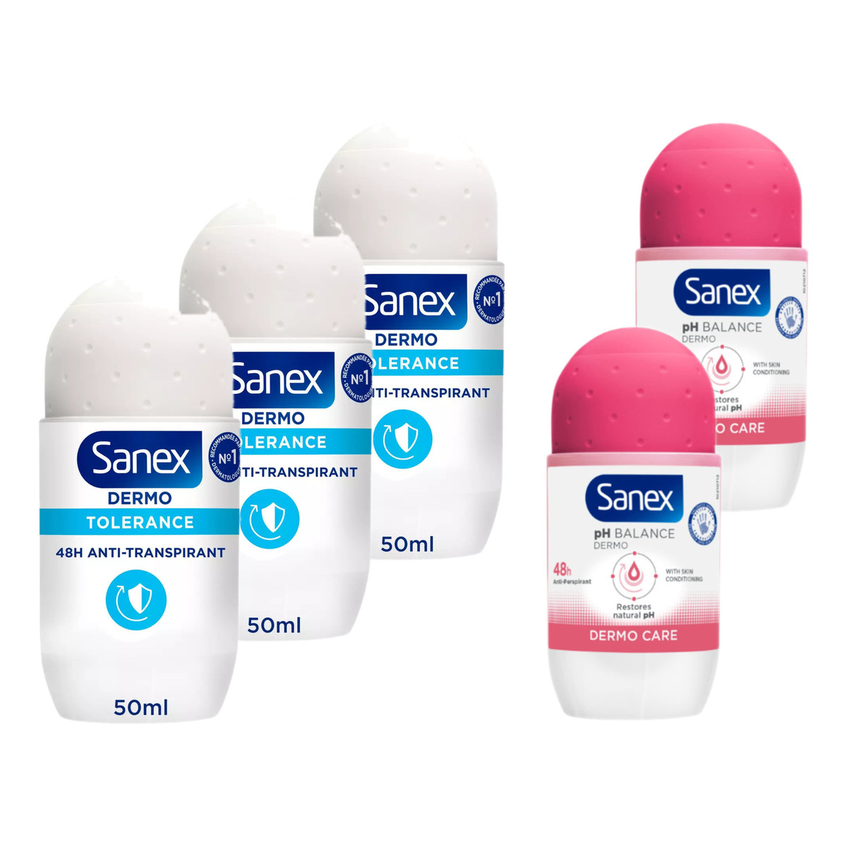 Sanex Antytranspirant 48H roll on 3x Dermo Tolerance 2x Ph Balance