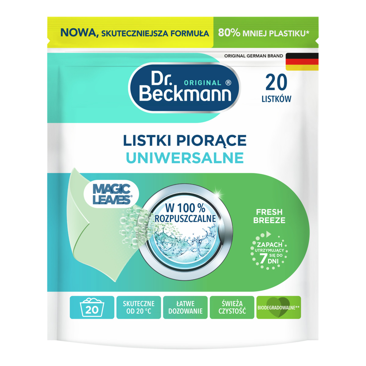 Dr. Beckmann Magic Leaves listki piorące 20szt. Uniwersalne 80g