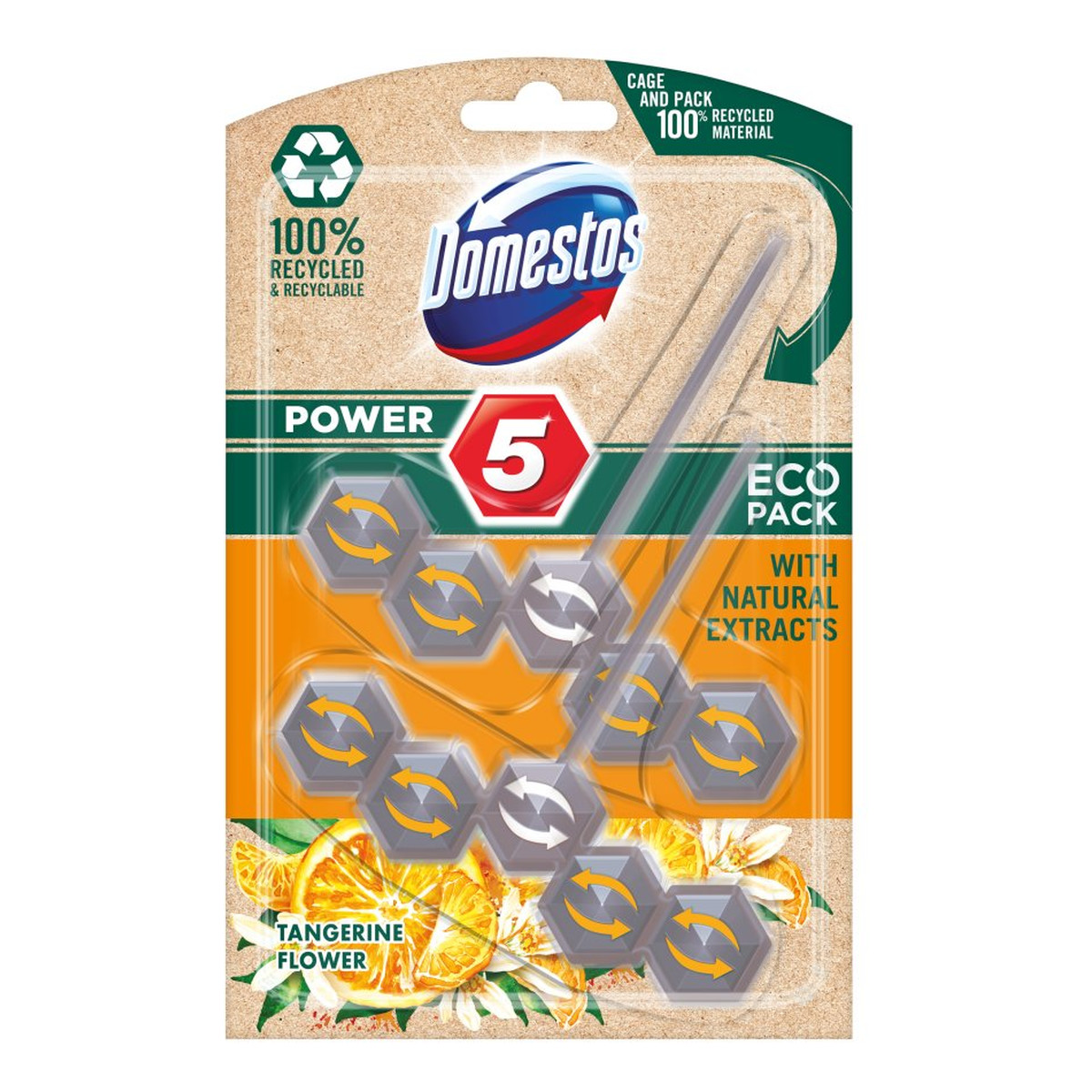 Domestos Power 5 Eco zapachowa do toalet Kostka Toaletowa Tangerine Flower 2x55g 110g