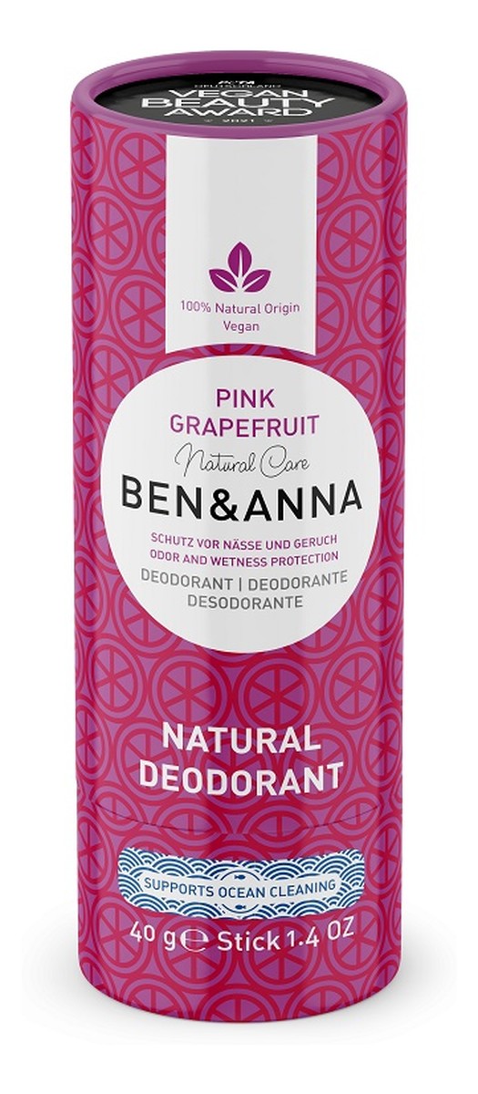 Deodorant naturalny dezodorant na bazie sody sztyft kartonowy Pink Grapefruit