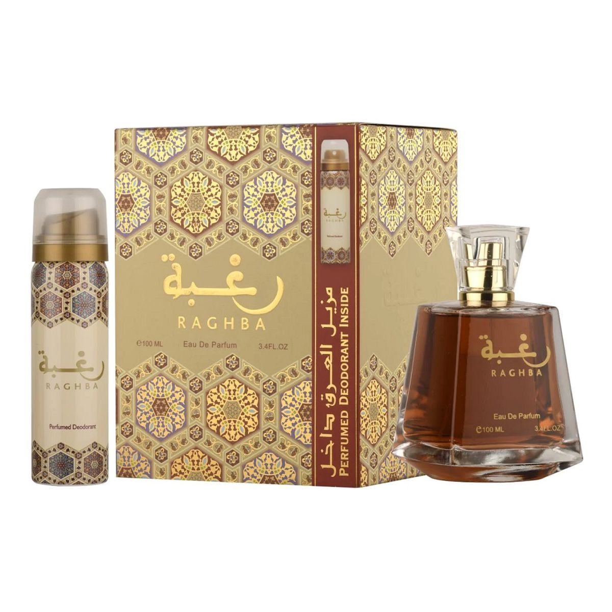 Lattafa Raghba Zestaw woda perfumowana spray 100ml + dezodorant spray 50ml