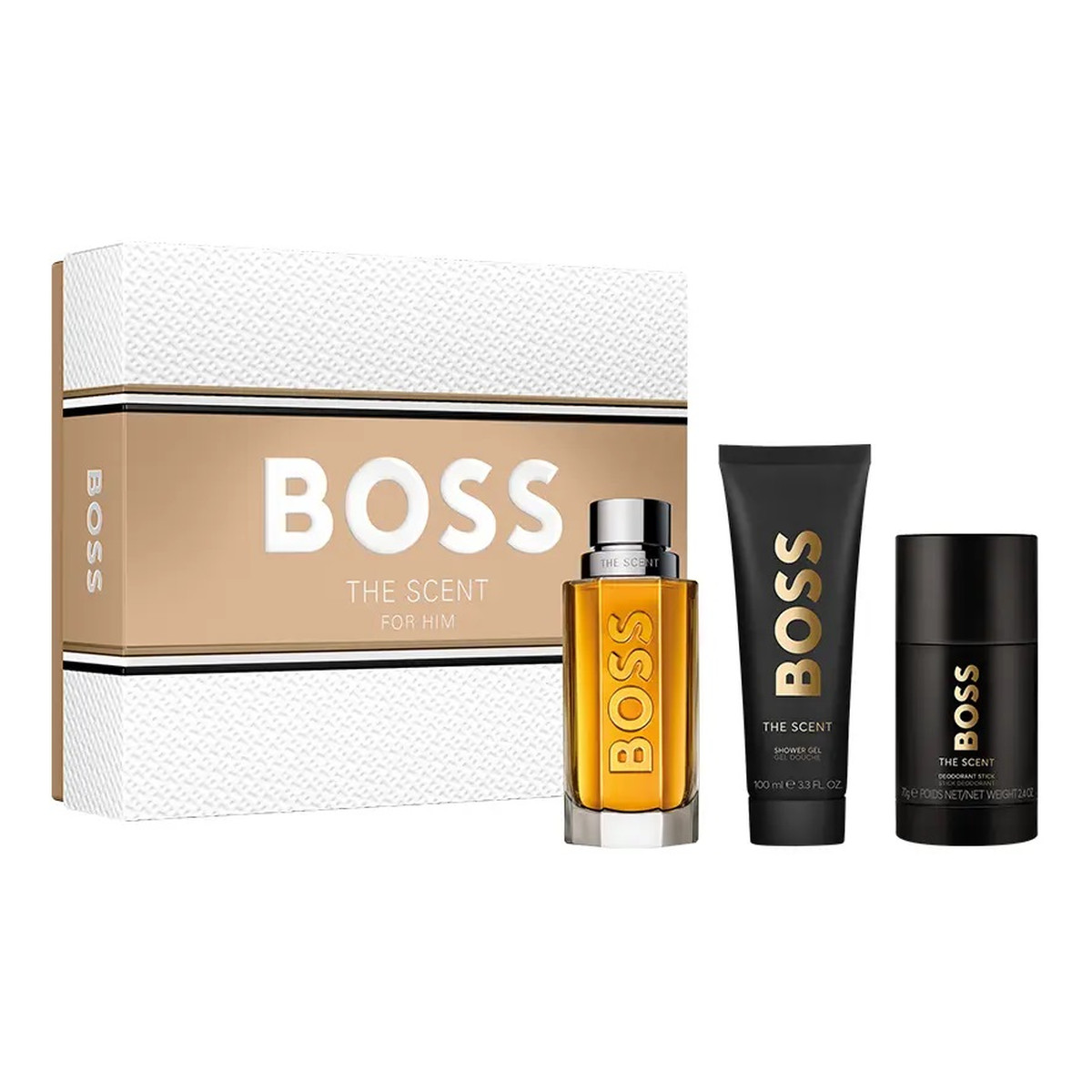 Hugo Boss Boss The Scent For Him Zestaw woda toaletowa spray 100ml + dezodorant sztyft 75ml + żel pod prysznic 100ml