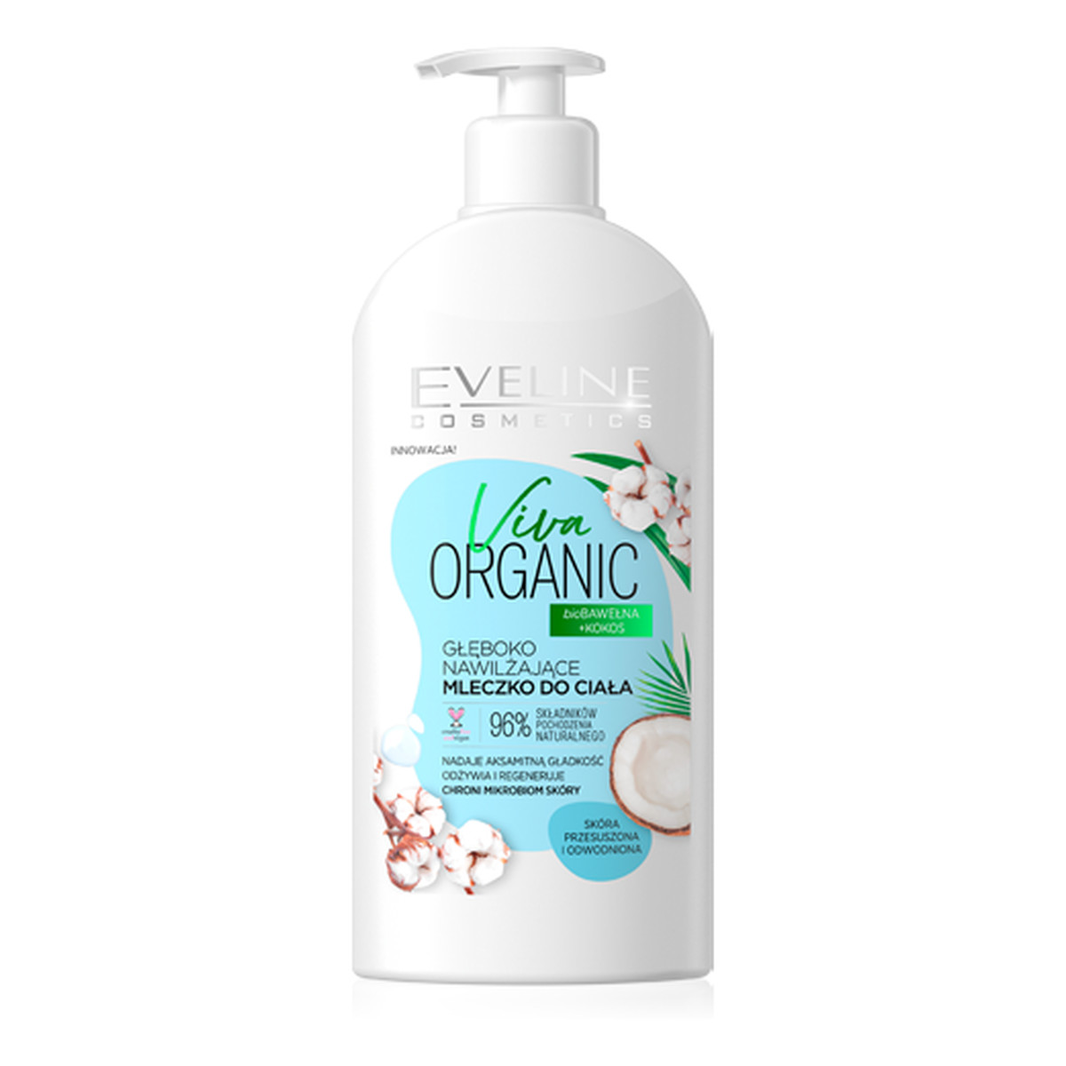 Eveline Viva Organic Głęboko nawilżające mleczko do ciała Biobawełna + kokos 350ml