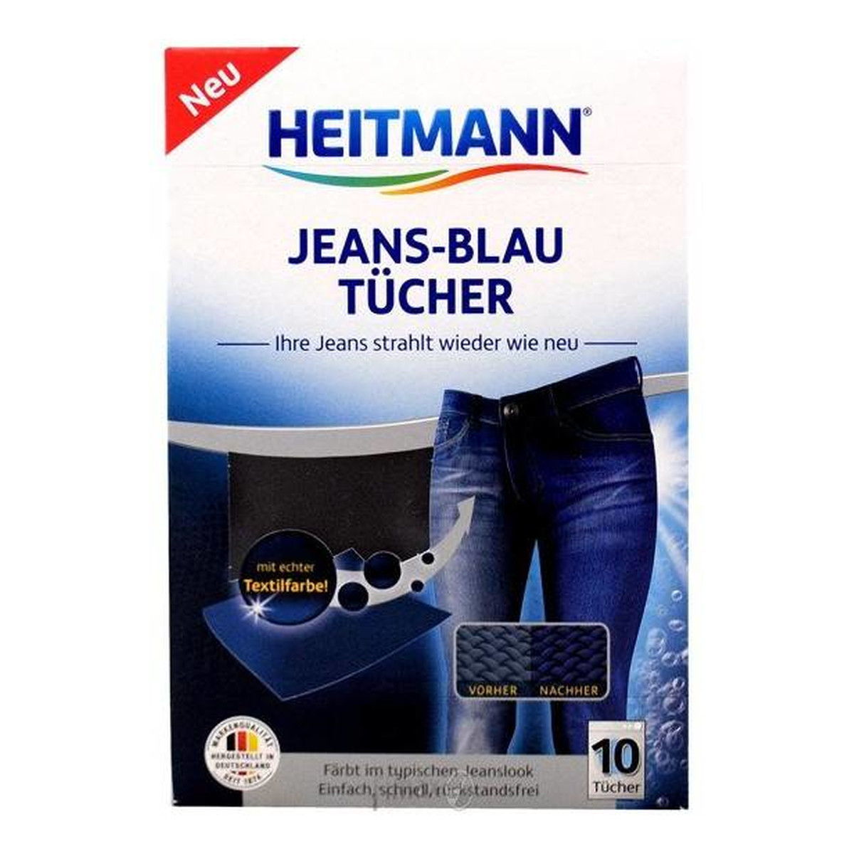 Heitmann Chusteczki farbujące do jeansów 10 szt.