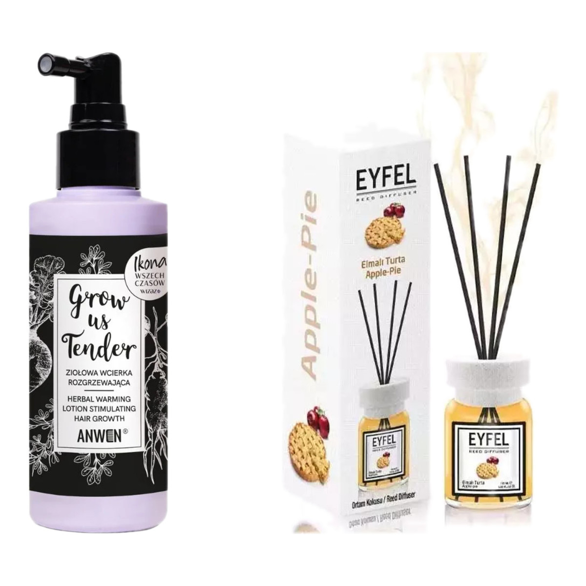 Anwen Grow me tender ziołowa wcierka na porost i wypadanie włosów 150ml + Eyfel Dyfuzor Szarlotka 120ml