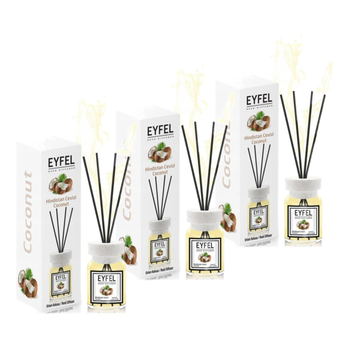 Eyfel Dyfuzor zapachowy z patyczkami Coconut 3x120ml