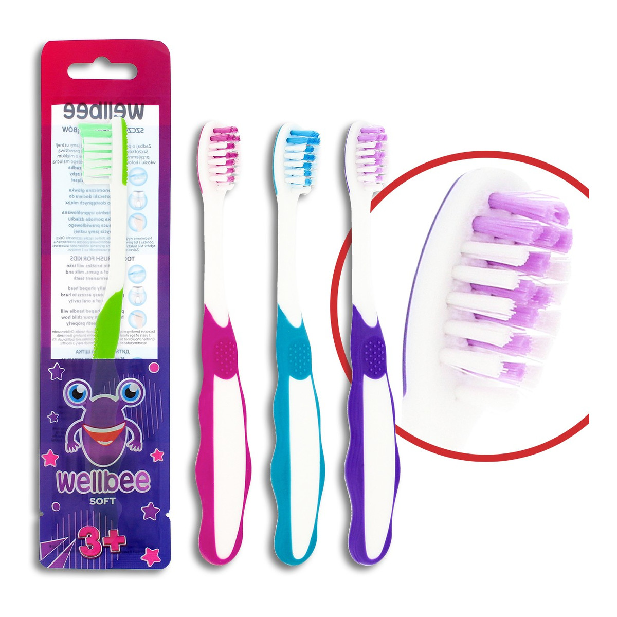 Wellbee Kids Szczoteczka dla dzieci (3+) Soft - mix kolorów