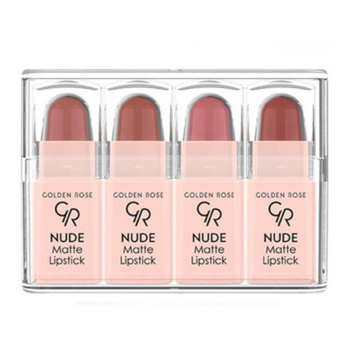 Golden Rose Nude Matte Lipstick – Zestaw 4 matowych mini pomadek do ust Nude Look