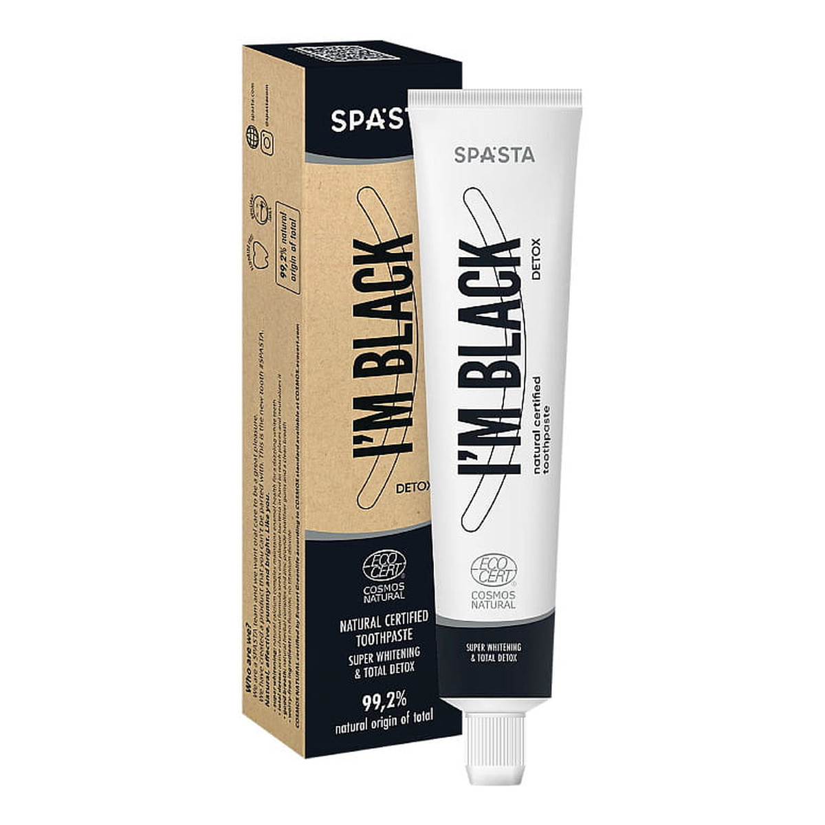 Spasta Naturalna pasta I'M Black Super wybielanie & Total Detox 75ml