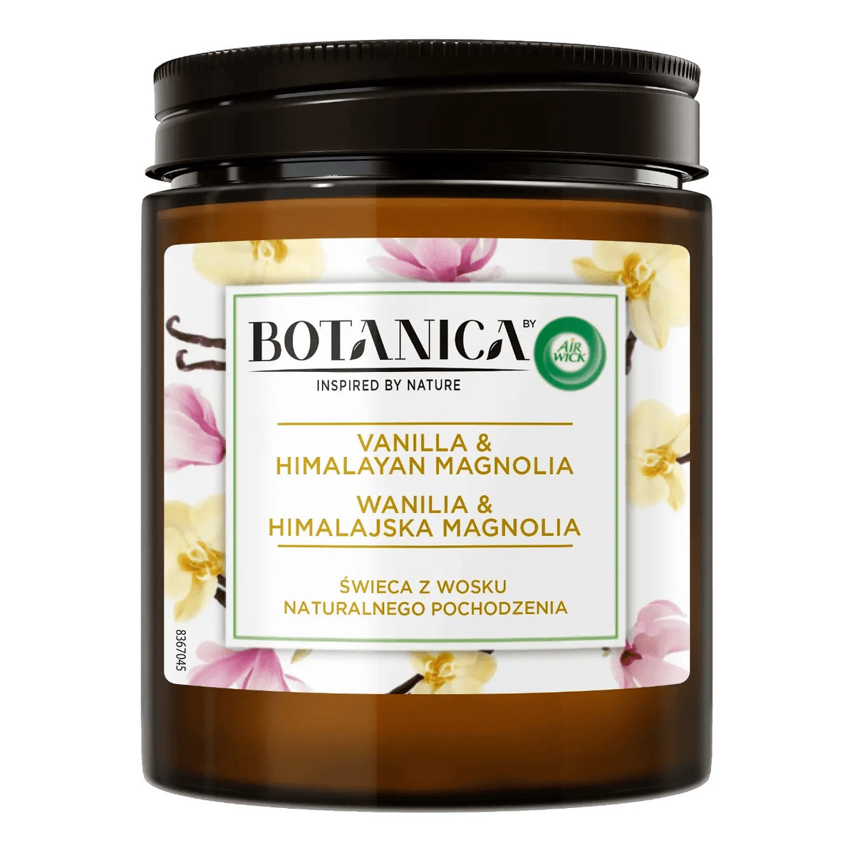 Air Wick Botanica świeca z wosku naturalnego pochodzenia wanilia & himalajska magnolia 205g