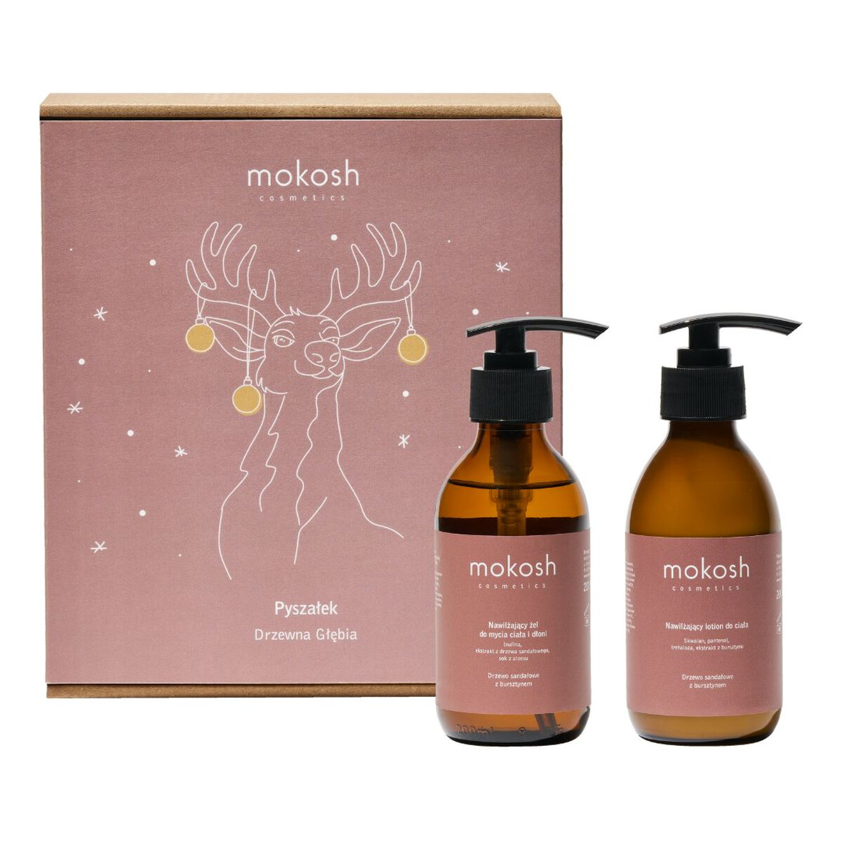 Mokosh Pyszałek Drzewna Głębia Zestaw nawilżający żel do mycia ciała i dłoni 200ml + nawilżający lotion do ciała 200ml
