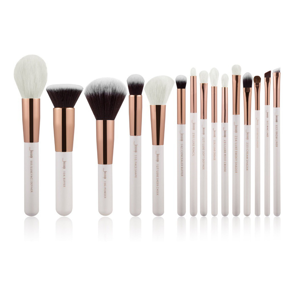 JESSUP zestaw 15 pędzli do makijażu White&rose Gold T220