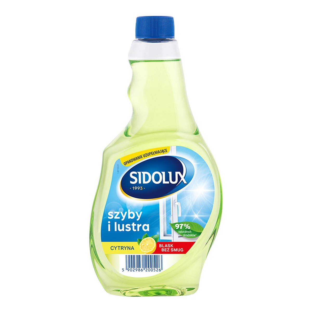 Sidolux Crystal Płyn do Mycia Szyb Lemon - zapas 500ml