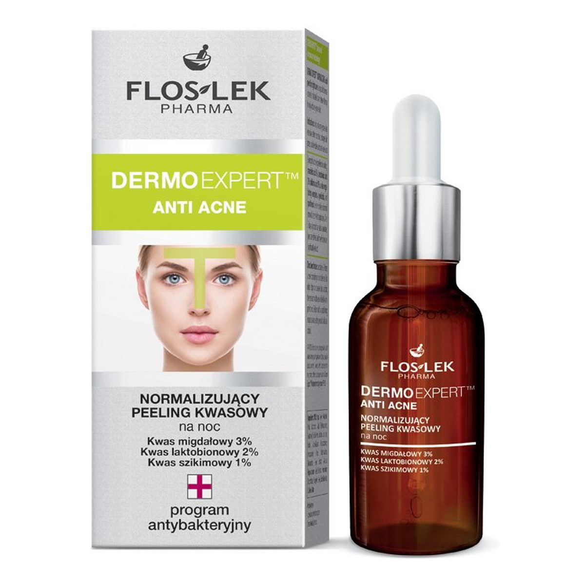 FlosLek Dermo Expert Anti Acne Normalizujący Peeling Kwasowy Na Noc 30ml