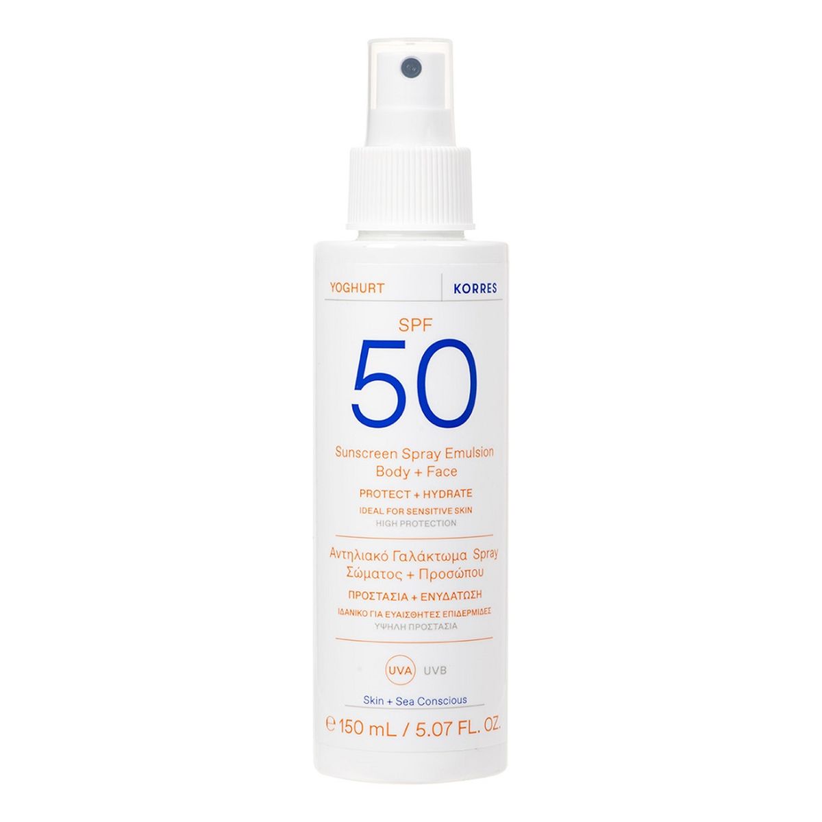 Korres Yoghurt Sunscreen Spray Emulsion Body + Face Emulsja ochronna w sprayu do ciała i twarzy spf50 150ml