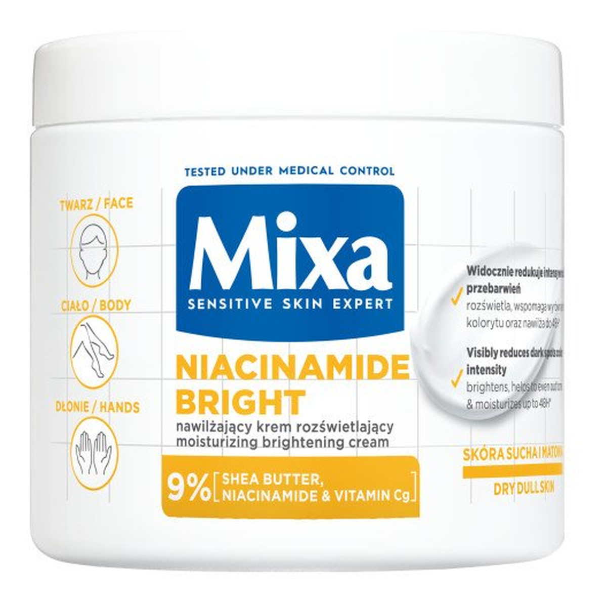 Mixa Niacinamide Bright Nawilżający krem rozświetlający 400ml