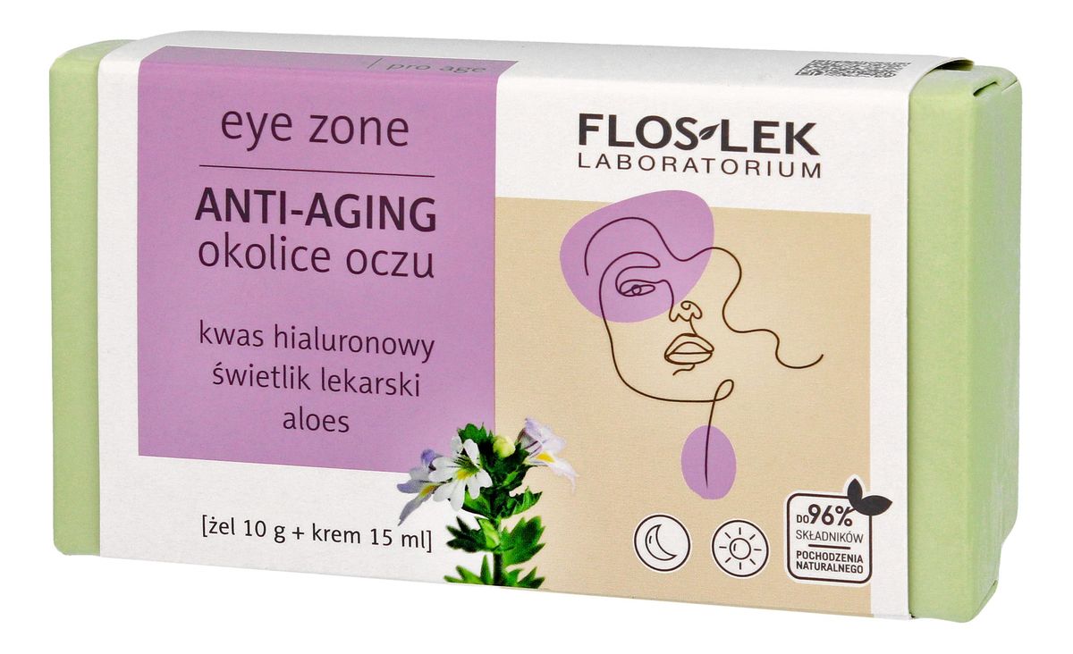 Zestaw prezentowy Eye Zone okolice oczu - Żel ze świetlikiem lekarskim i aloesem do powiek i pod oczy + Przeciwzmarszczkowy krem pod oczy