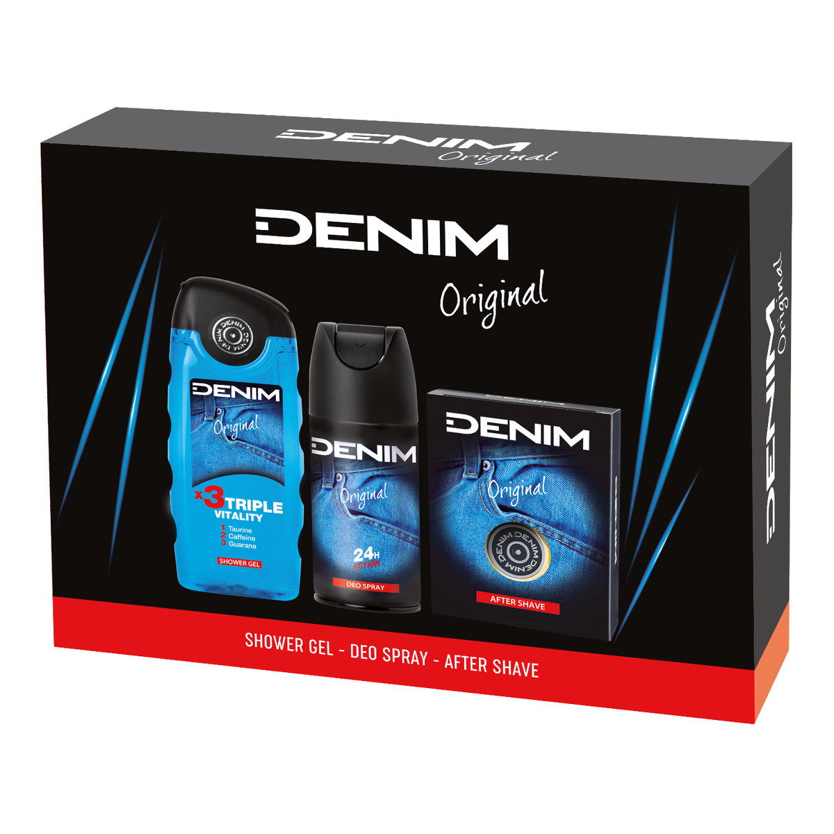 Denim Original Zestaw prezentowy (woda po goleniu 100ml + żel pod prysznic 250ml + dezodorant spray 150ml)