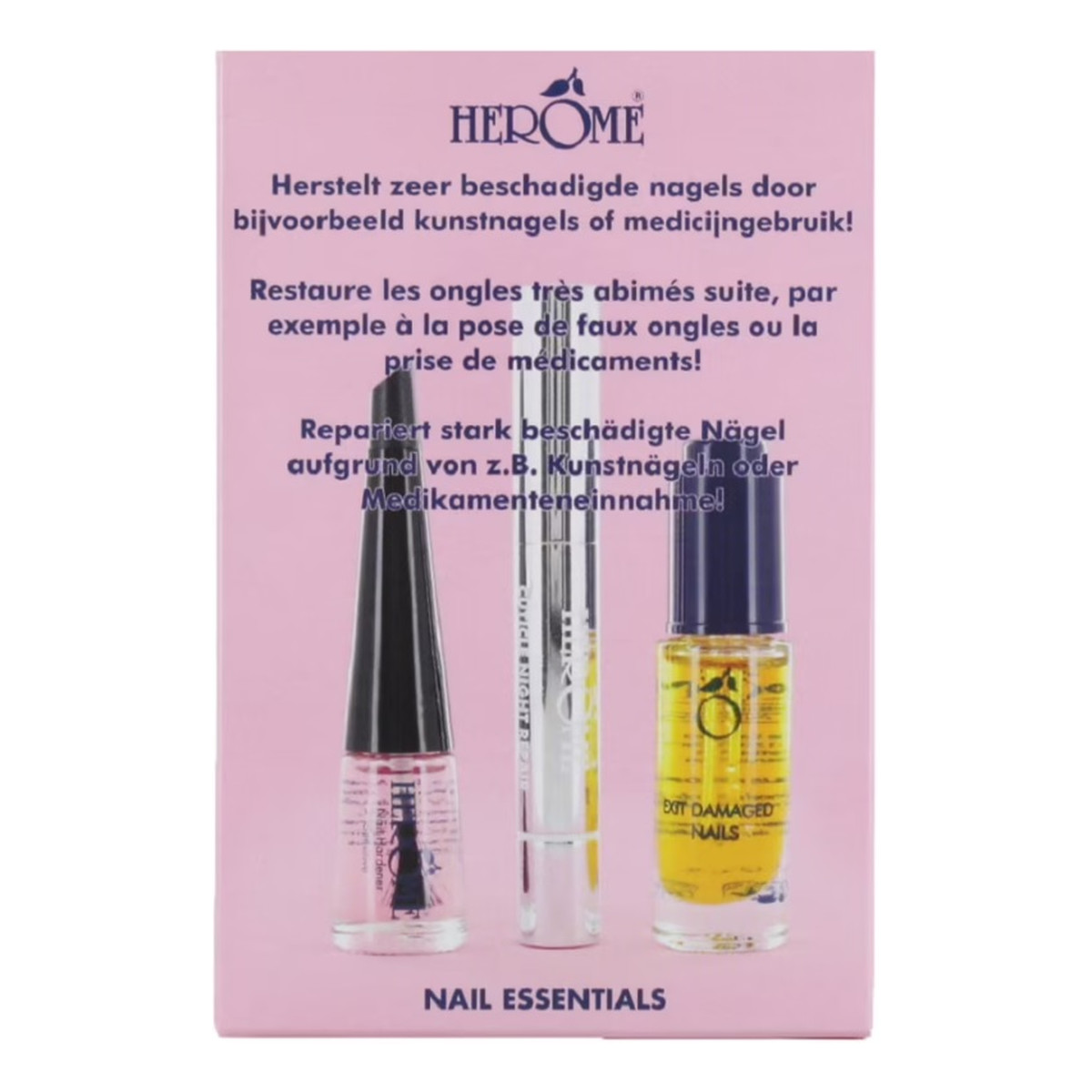Herome Nail Essentials Zestaw odżywka do paznokci 7ml + utwardzacz 4ml + kuracja do skórek 1.3ml