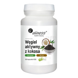 Węgiel aktywny z kokosa food grade 300mg suplement diety 100 kapsułek