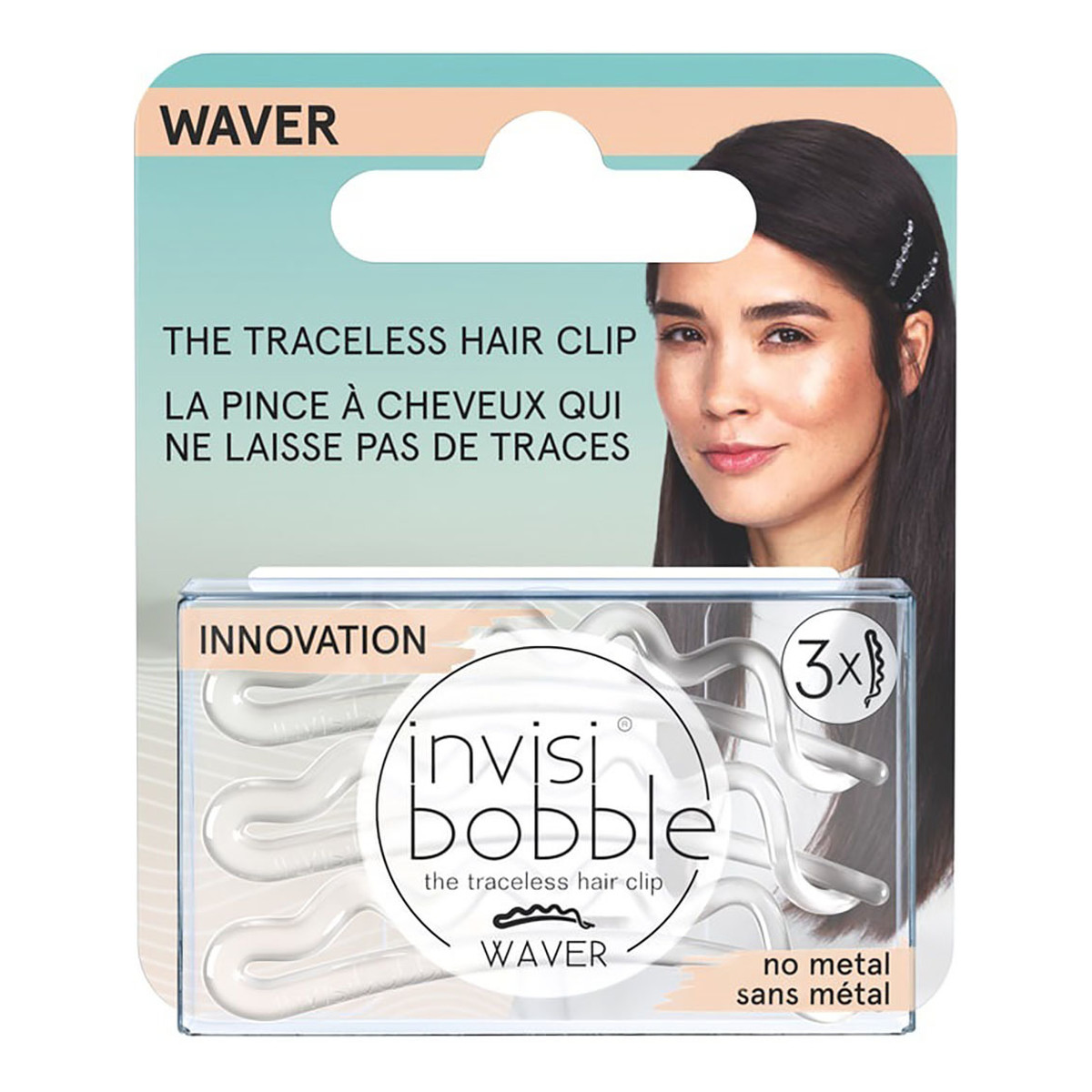 Invisibobble Waver The Traceless Hair Clip spinki do włosów Crystal Clear Black 3szt