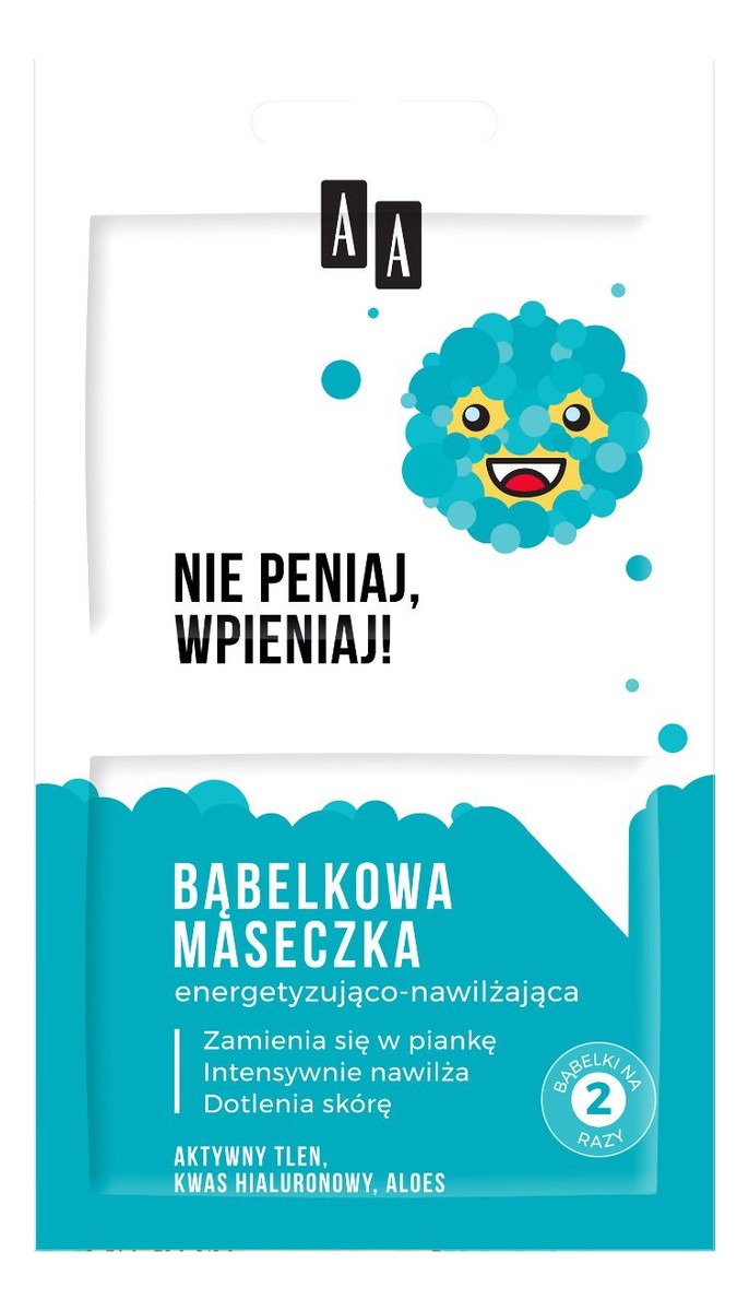 Bąbelkowa maska do twarzy energetyzująco-nawilżająca 2x4g