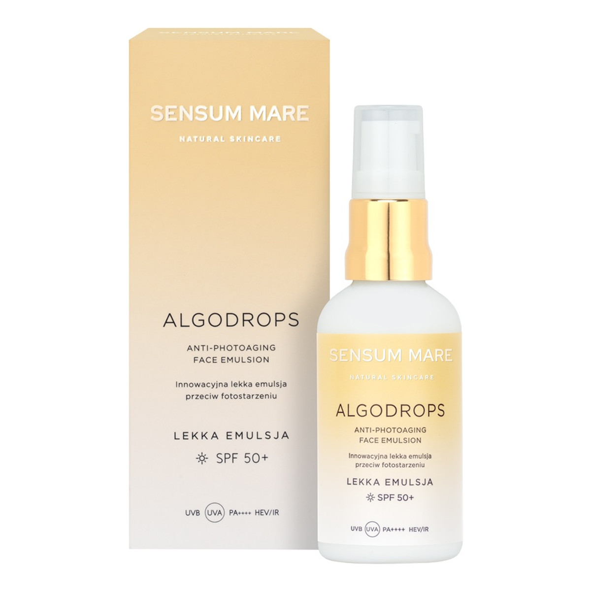 Sensum Mare Algodrops innowacyjna lekka Emulsja przeciw fotostarzeniu spf 50+ uvb uva pa++++ hev/ir 50ml