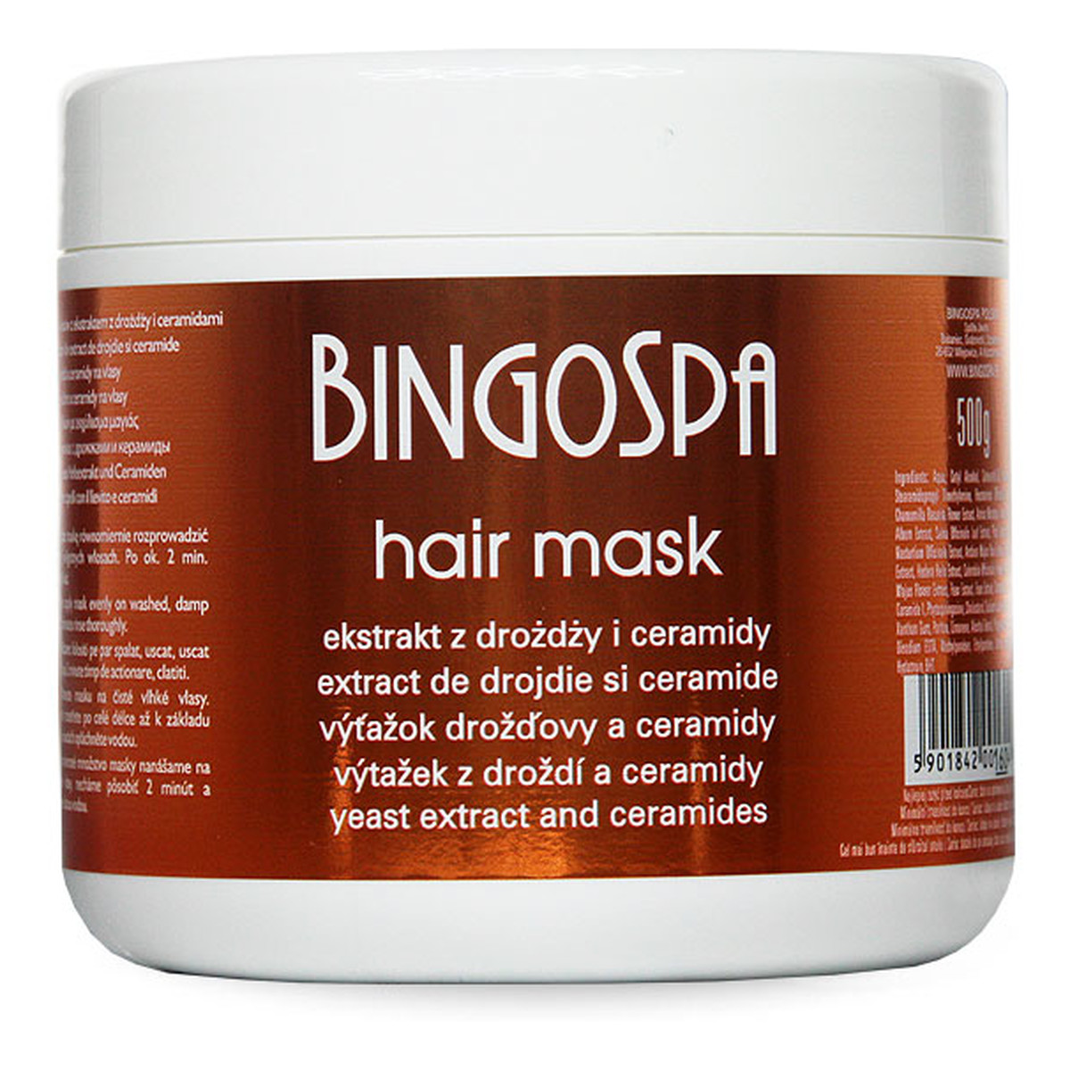 BINGOSPA Maska do włosów z ekstraktem z drożdży i ceramidami 500ml