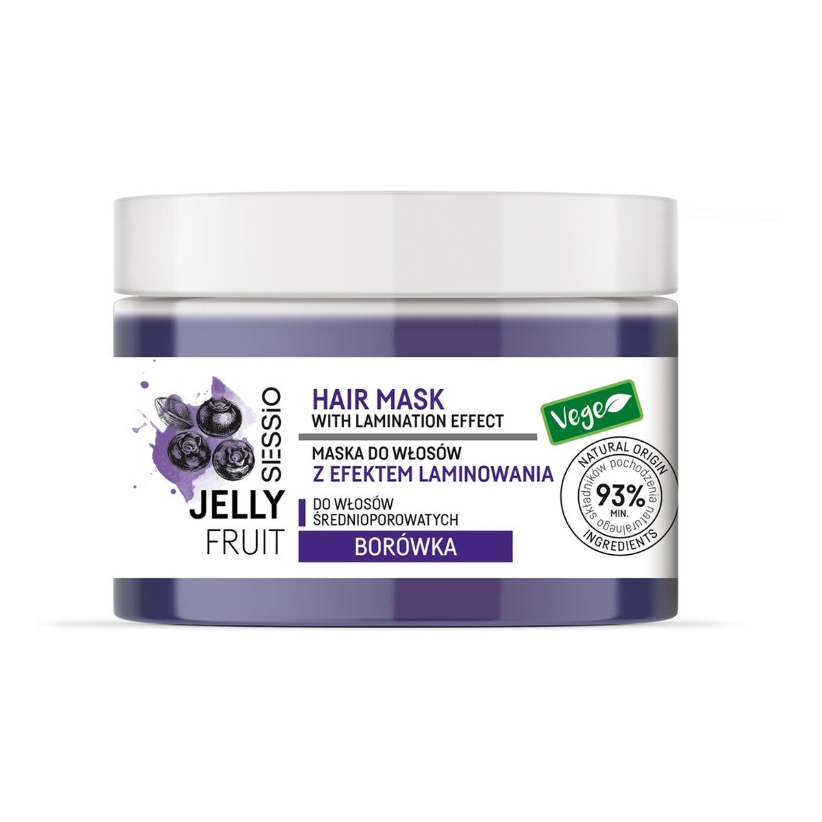 Sessio Jelly Fruit Maska do włosów z efektem laminowania Borówka - do włosów średnioporowatych 250g
