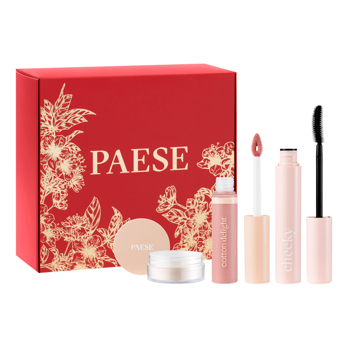 Paese Nature Look Zestaw tusz do rzęs 9ml + błyszczyk do ust 7.5ml + sypki puder jęczmienny 10g