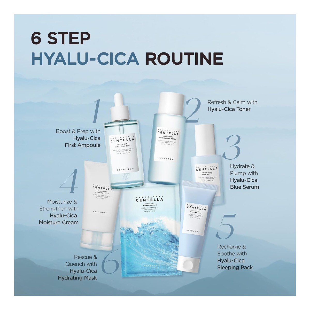 Skin1004 Madagascar Centella Hyalu-Cica First Ampoule wielozadaniowa ampułka nawilżająca z wyciągiem z wąkroty azjatyckiej 100ml