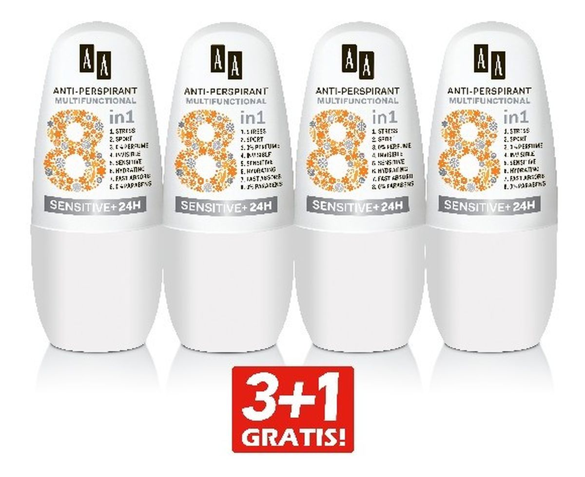 Dezodorant roll-on Sensitive 8w1 3+1 GRATIS
