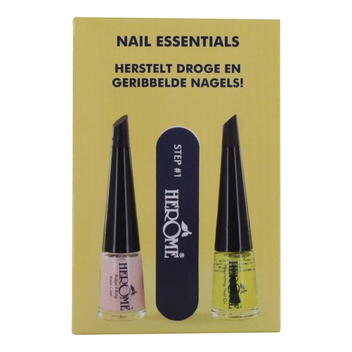 Herome Nail Essentials Zestaw olejek do paznokci 4ml + polerka + baza do paznokci 4ml