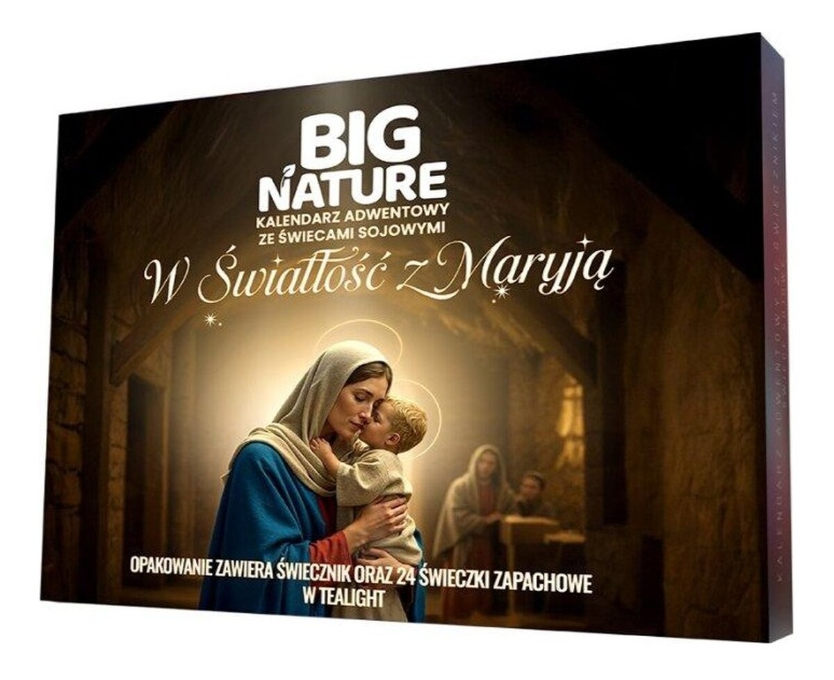 W światłość z maryją kalendarz adwentowy ze świecami sojowymi i świecznikiem 24szt