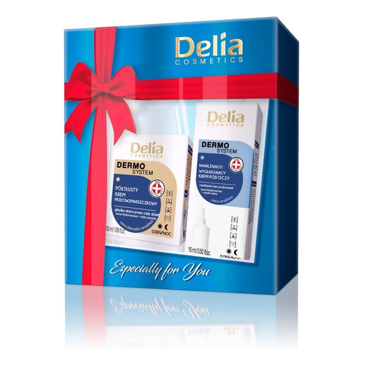 Delia Dermo System Zestaw prezentowy (krem półtłusty na dzień i na noc 50ml + krem pod oczy 15ml)