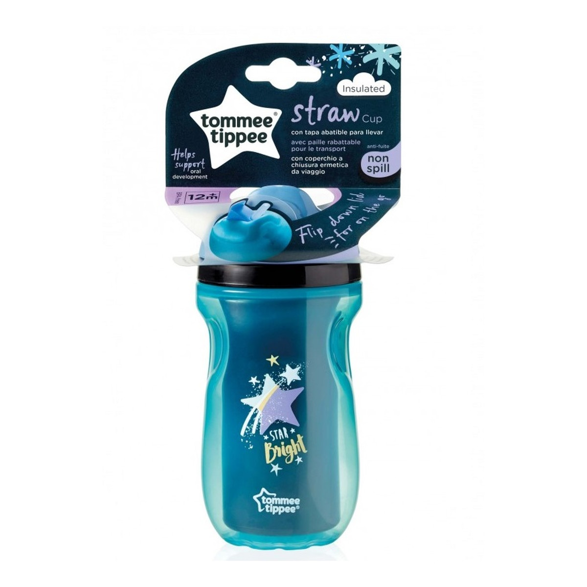 Tommee Tippee Straw cup bidon ze słomką niekapek 12m+ boy 260ml
