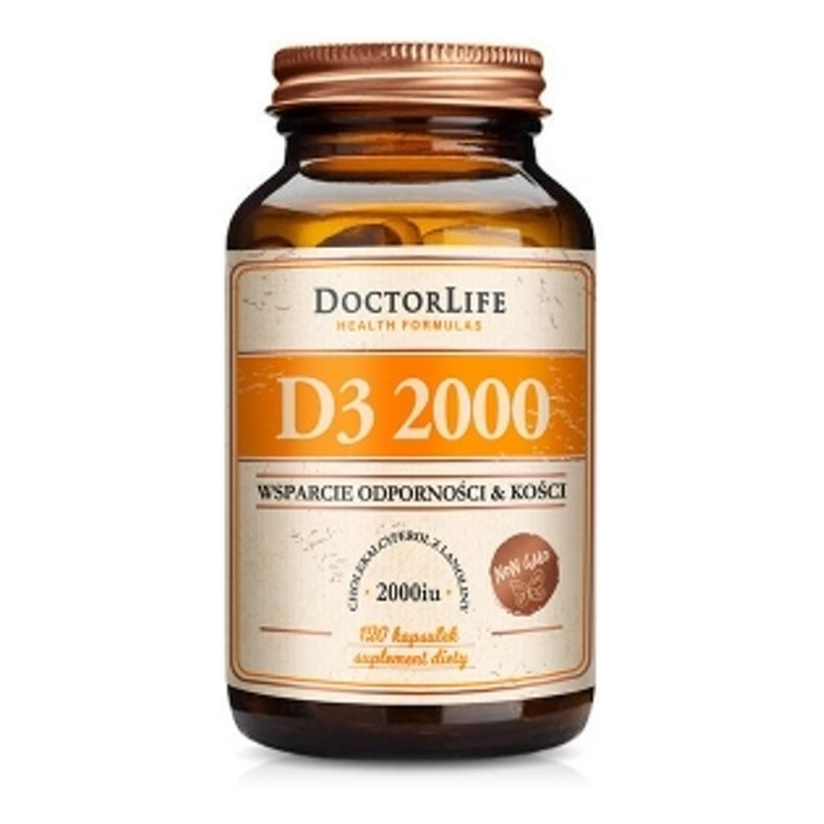 Doctor Life D3 2000 cholekalcyferol z lanoliny 2000iu suplement diety 120 kapsułek