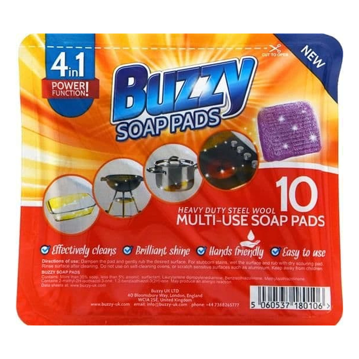 Buzzy Czyścik stalowy nasączony mydłem 10szt