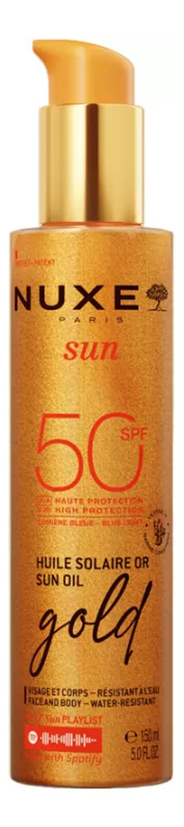 Rozświetlający olejek z drobinkami do opalania twarzy i ciała SPF50