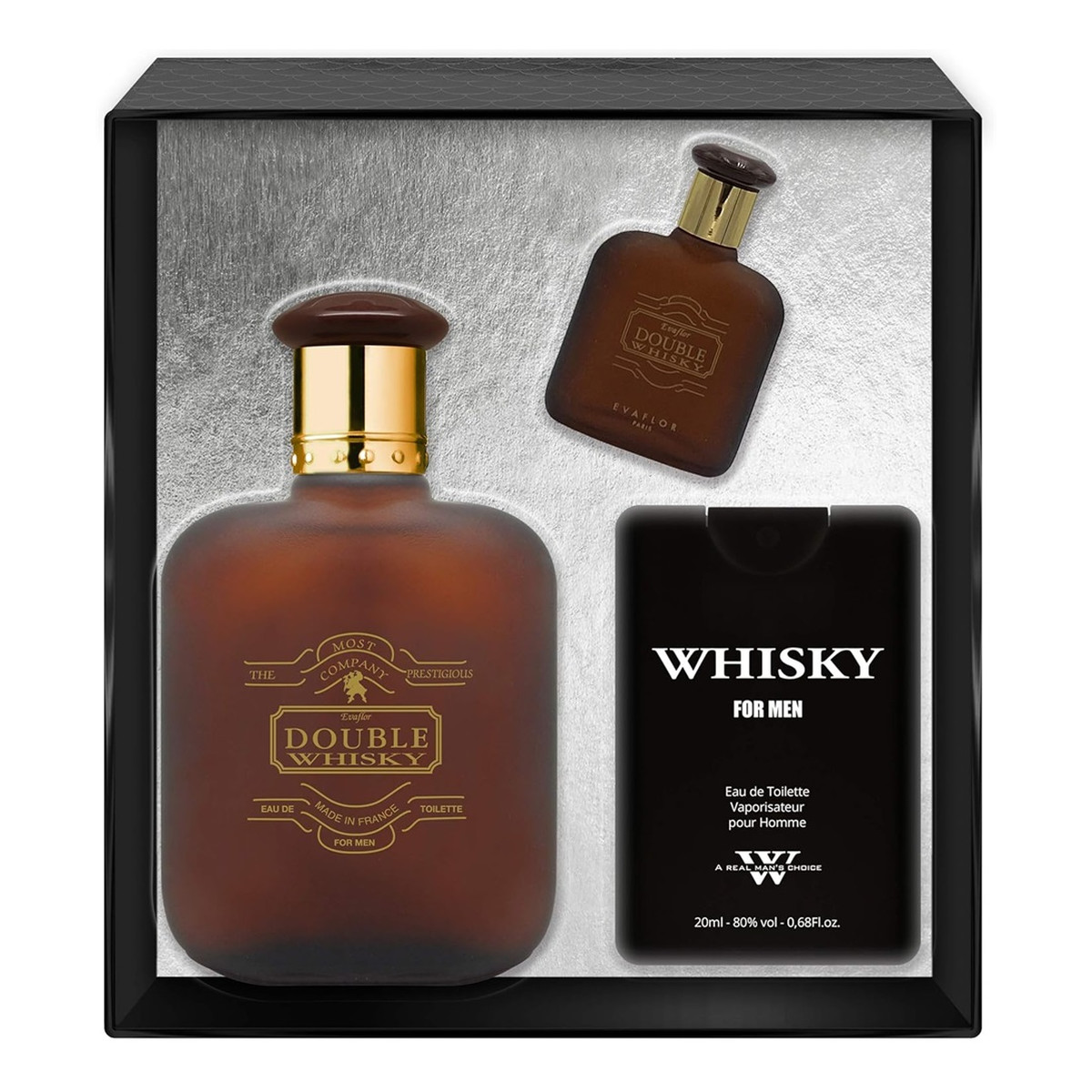 Evaflor Double Whisky Zestaw woda toaletowa spray 100ml + woda toaletowa spray 20ml + woda toaletowa spray 10ml