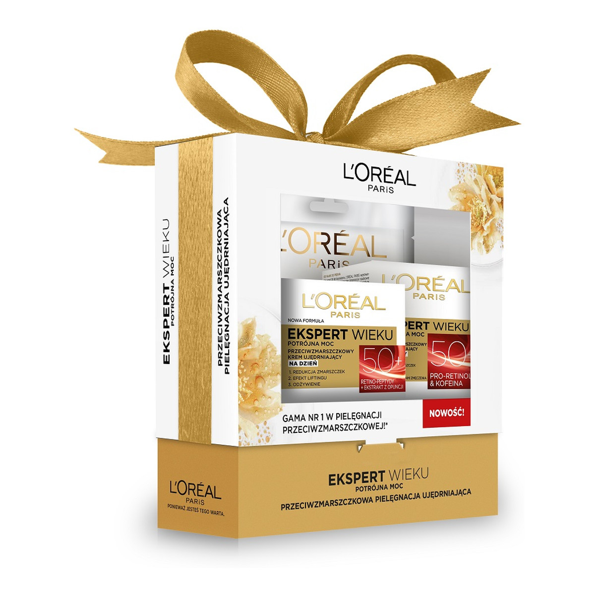 Loreal Ekspert Wieku 50+ zestaw krem na dzień 50ml + krem pod oczy 15ml + ujędrniająca maska w płachcie