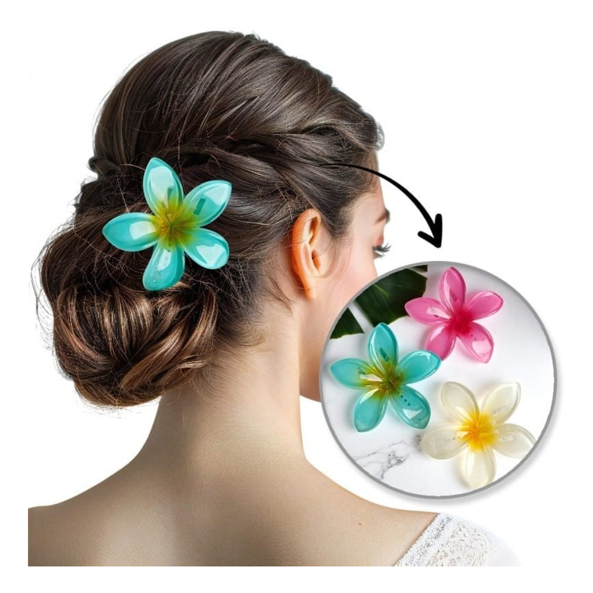 Ecarla Klamra do włosów XL Klips kwiat ombre niebieski 6 cm Sp405 24g