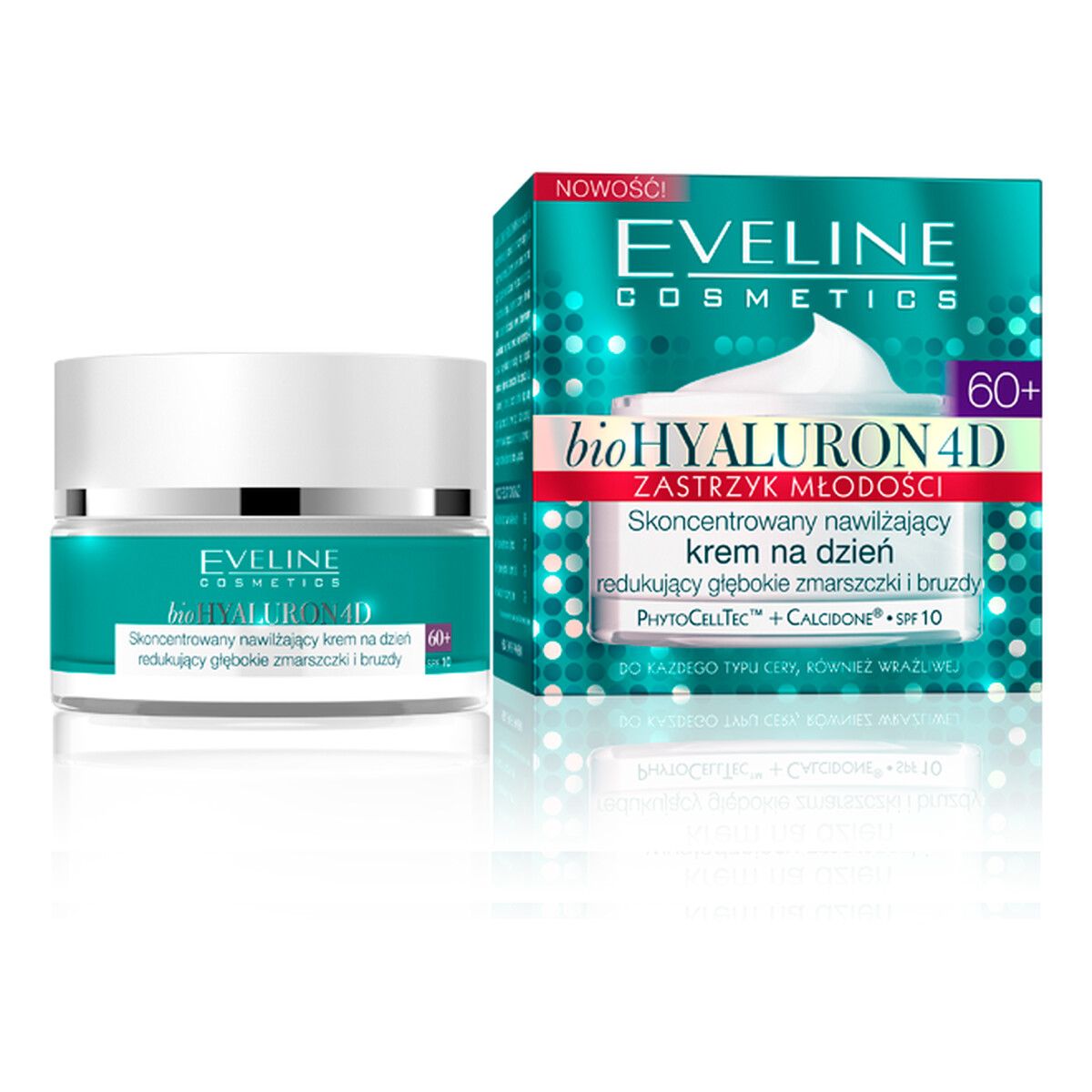 Eveline bioHYALURON 4D Zastrzyk Młodości 60+ Skoncentrowany Nawilżający Krem Na Dzień 50ml